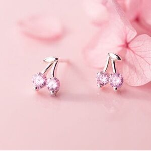 Sterling Silver Pink Cherry Earrings
